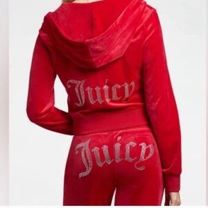 Juicy Couture Red Velour Bling Tracksuit Set NWT Size Small P